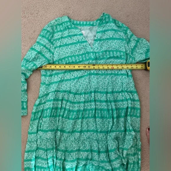 QVC Destination 365 Green and White Patterned Dress New Without Tags Large NWOT - Picture 4 of 7